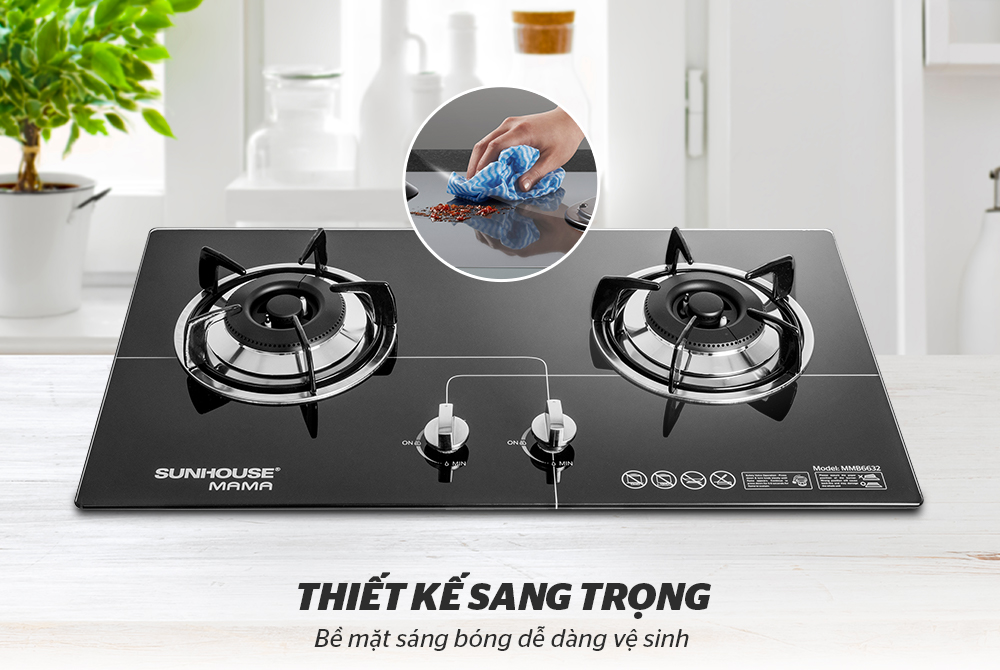 thiết kê bếp ga âm sunhouse 6632 sang trọng hiện đại