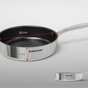 Chảo inox 3 lớp Ultra Titanium Sunhouse STI26M