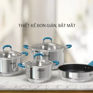 Bộ nồi chảo inox 5 đáy Sunhouse Mama SHG506