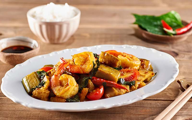 Cà tím xào tôm thịt