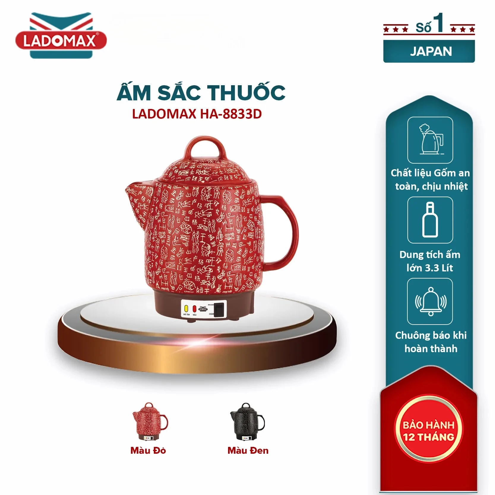 Ấm điện sắc thuốc tự động Ladomax HA-8833D 3.3L Chính hãng giá rẻ